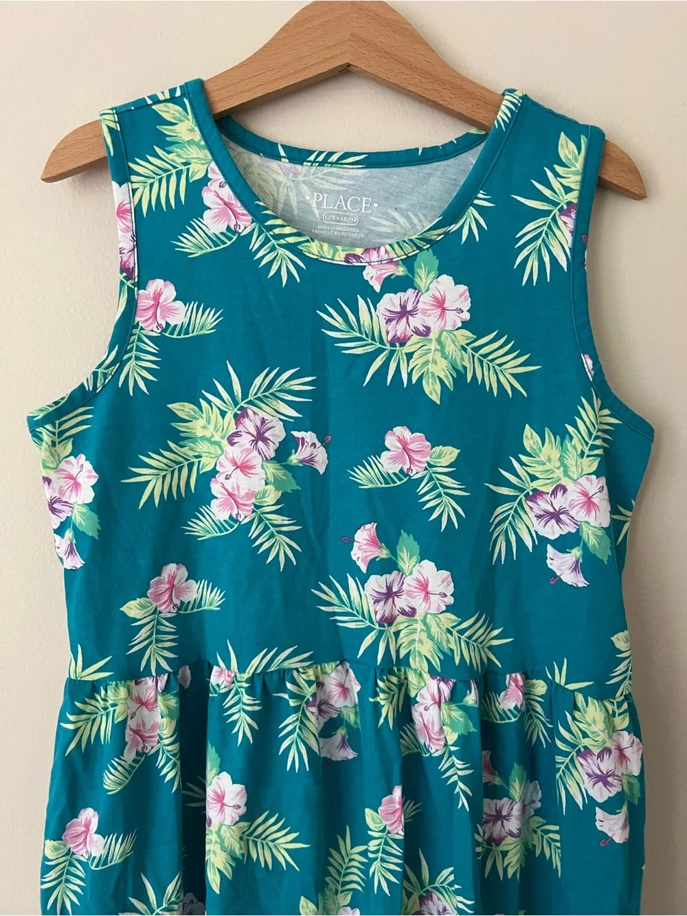The Children's Place | Teal Floral Tropical Tank Dress #304656 Sz L (10/12) - Picture 4 of 12